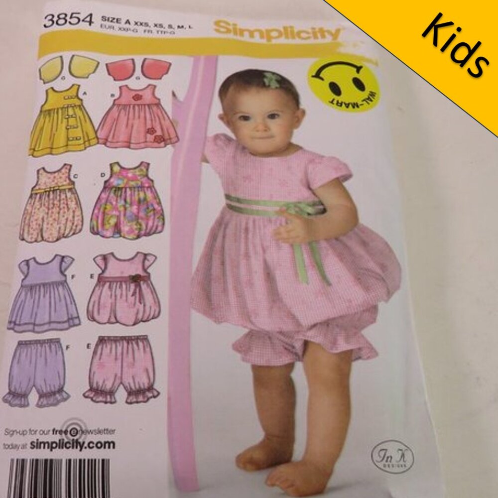 Simplicity 3854 Clothing Pattern XXS-L Dress, Jumper, Top, Pantaloons, Shorts